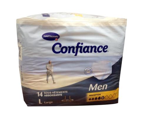 Les protections Confiance Men 5 gouttes assurent une absorption efficace. Forme spécialement conçue pour les hommes.