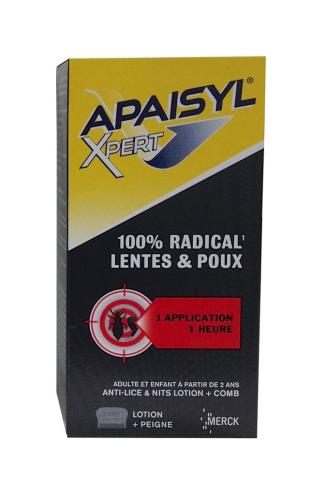 Apaisyl Xpert est une lotion traitante radicale qui tue 100% des poux et 100% des lentes grâce à la formule brevetée de sa microémulsion.