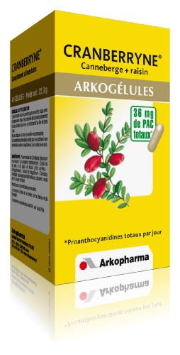 Arkogélules Cranberryne agit en prévention des cystites en modifiant la composition chimique de l'urine, de façon à inhiber l'adhérence des bactéries aux parois du tractus urinaire.