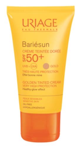 Crème solaire teintée très haute protection pour peaux sensibles.