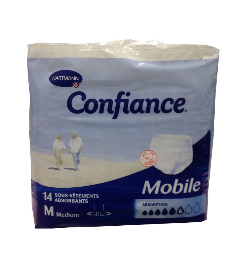 Confiance Mobile 6 gouttes taille M d’Hartmann sont des protections jetables en cas d’incontinence urinaire moyenne.