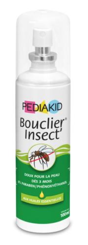 Pédiakid bouclier insect est un spray pour enfants dès 3 mois qui éloigne les moustiques et autres animaux piqueurs