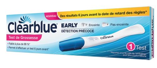 Clearblue test de grossesse à détection précoce, permettant d'effectuer un test 6 jours avant la date présumé des règles.
