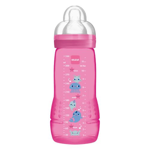 MAM Easy Active Biberon 2ème Age 330 ml 6 Mois et+ convient aux bébés de 6 mois et plus.