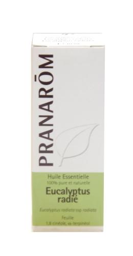 l'eucalyptus radié de pranarôm est une huile essentielle utilisée en cas de les bronchites, sinusites, grippe, rhume.