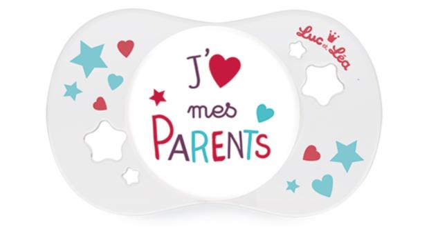 Sucette luc et léa + 18 mois J'aime mes parents :   : Pharmacie française en ligne